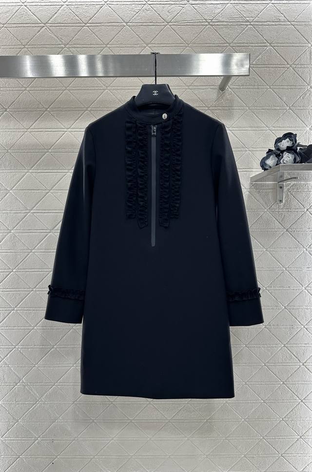 Louis Vuitto*2025 New Arrival Stand Collar Lace Dress Custom Yb imported acetate