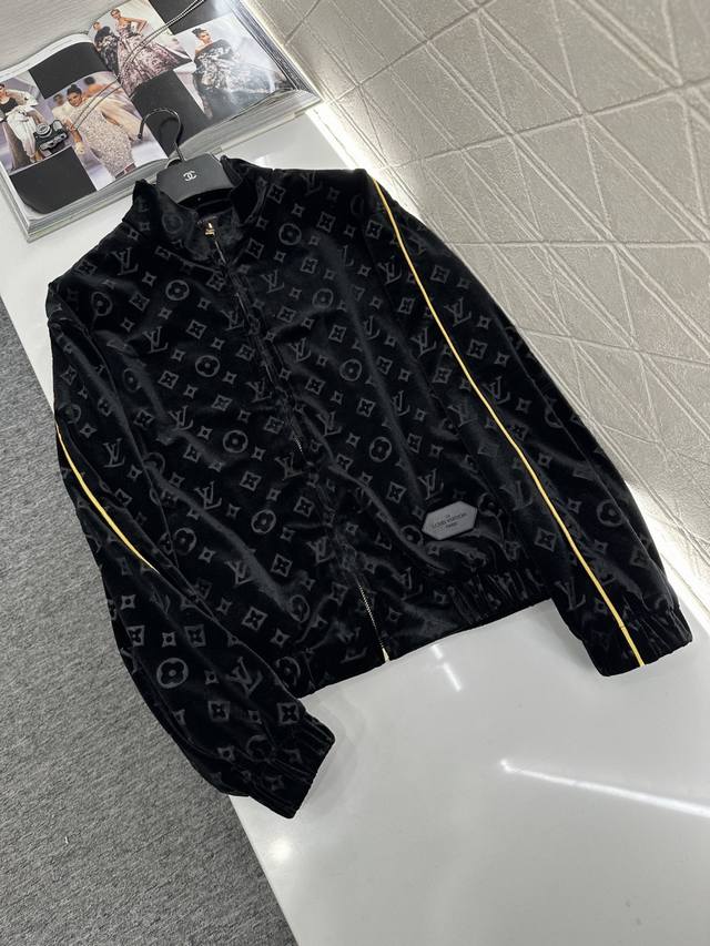 Louis Vuitto*2025 New Arrival Embossed Velvet Baseball Jacket Custom Yb imported