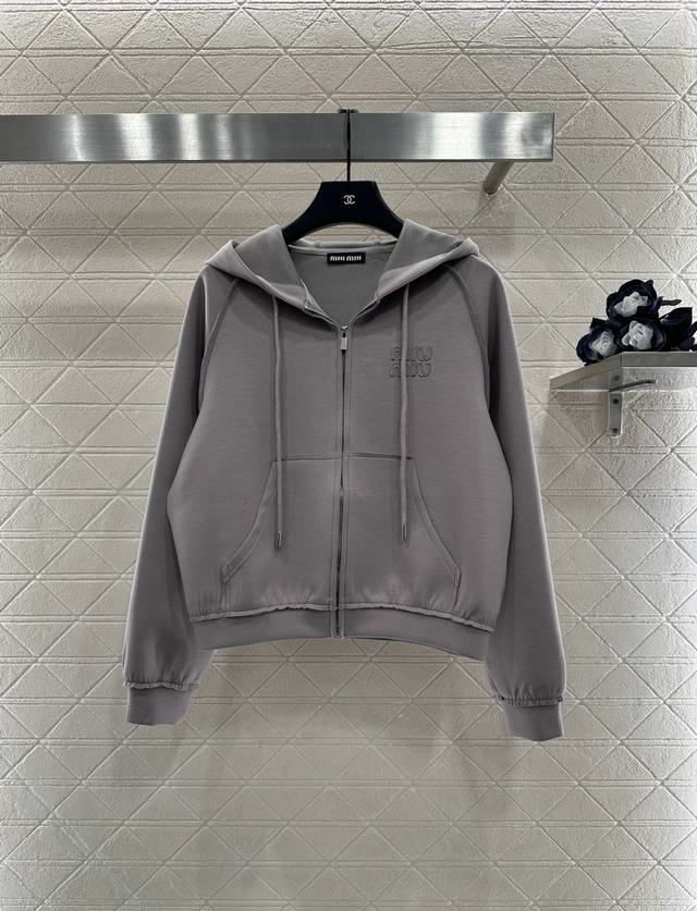 Miumi*2025 New Arrival Hooded Zipper Jacket and Pants Set Custom Yb Airy Cotton,