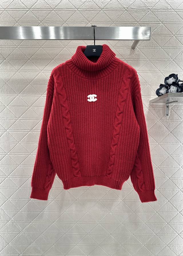 Chane*2025 New Arrival High-Neck Letter Sweater Made with custom Yb wool yarn, t