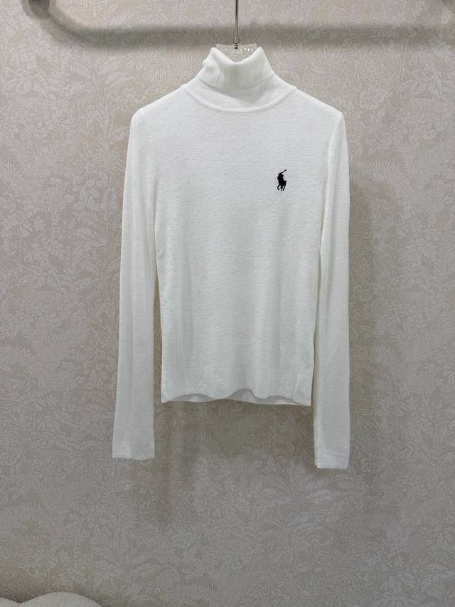 Ralph Laure*Ralph Laure 2025 New Wool Turtleneck Top with Embroidered Logo on Ch