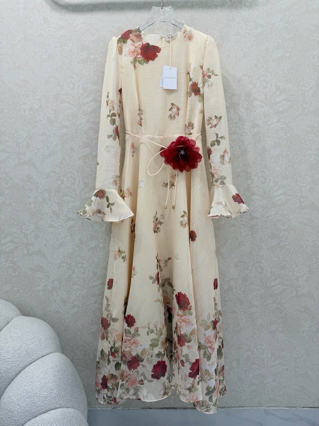 Zimmerman*Zimmerman 2025 New Round Neck Flared Lace Sleeve Dress Dress Flared sl