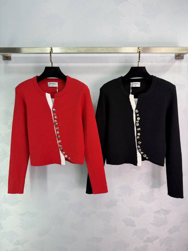 Ch*25 Autumn/Winter New Beaded Trim Knit Cardigan, made of soft, skin-friendly w