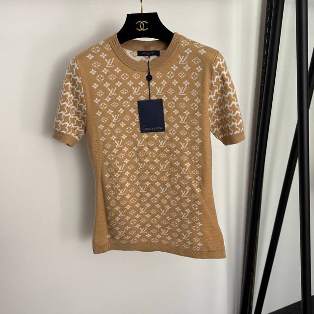 Style No. 20257848 Lv* New Monogram Logo Letter Short-Sleeve Wool Knit T-Shirt,