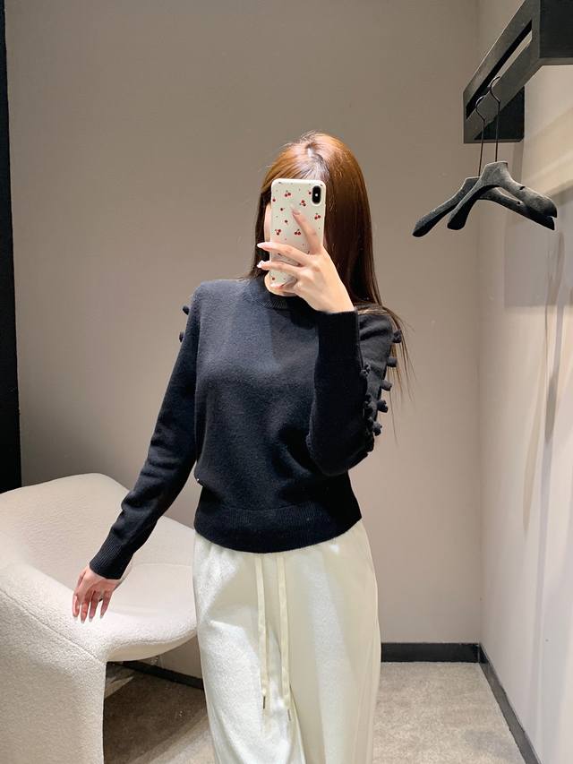 Chane* 25K High-End Handcrafted Collection Bow-Knot Openwork Long-Sleeve Cashmer