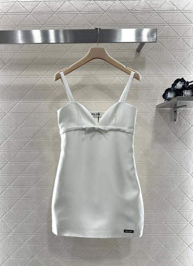 Miumi*2025 New Arrival Bow-Knot Braided Slip Dress Custom Yb imported silk and w