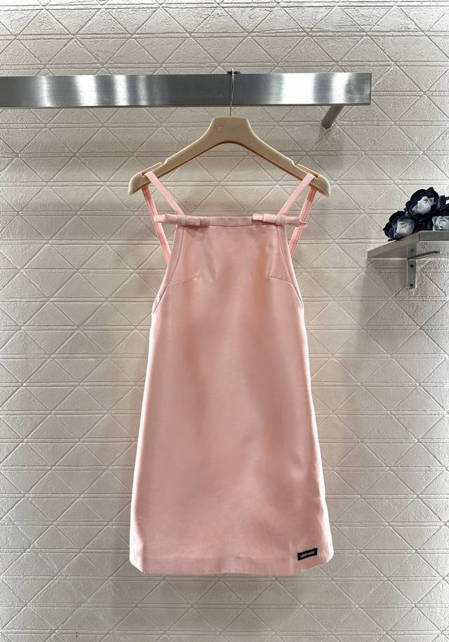 Miumi*2025 New Arrival Backless Bow-Tie Slip Dress Custom Yb imported silk and w