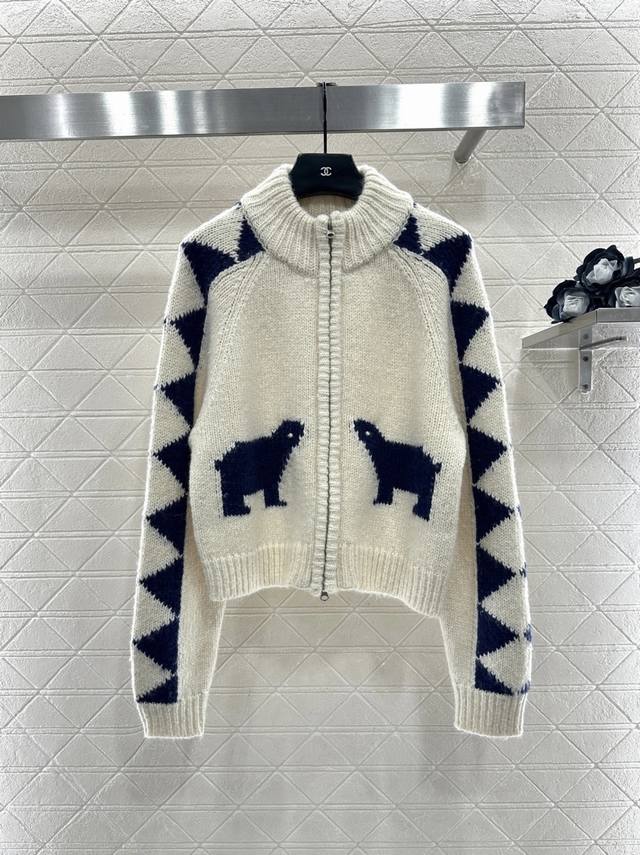 Shortsenten*2025 New Arrival Polar Bear Zipper Sweater Cardigan Custom Yb wool k