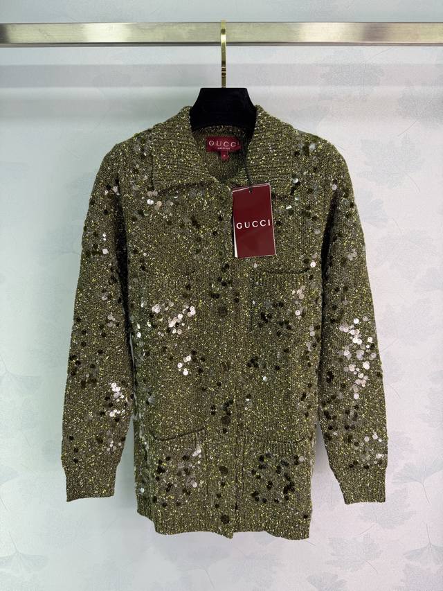 Gu*25 Autumn/Winter New Knit Cardigan, military green tone, understated luxury,