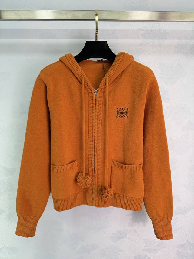 Loe*25 Autumn/Winter New Orange Knitted Hooded Cardigan. Soft and comfortable, w
