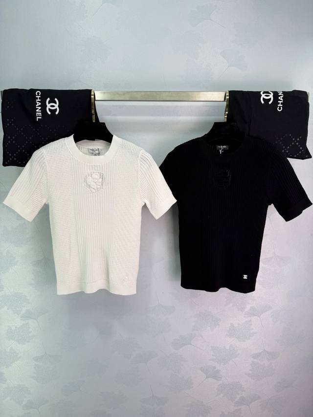 Chane*2026 Early Spring Camellia Knit Short-Sleeve Dress, custom-made with Yb co