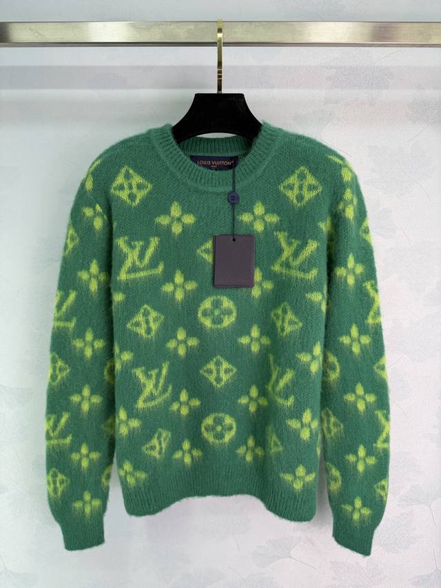 Lou *25 Autumn/Winter New Green Floral Knit Pullover Sweater. Thick and warm moh