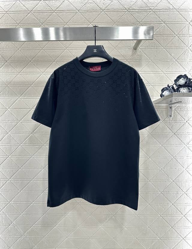 Gucc*2025 New Arrival Round Neck Rhinestone Logo Custom Yb Original 100% Cotton