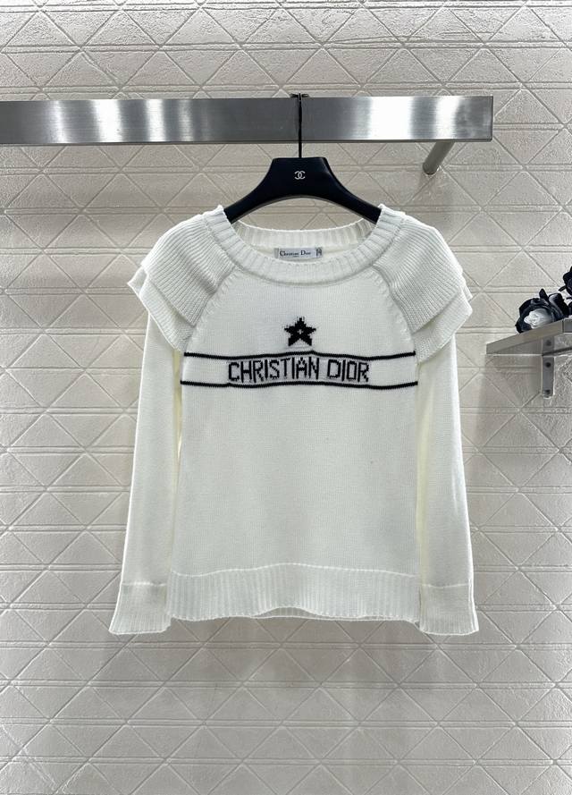 Dio*2025 New Arrival Round Neck Ruffled Five-Pointed Star Pullover Sweater Made