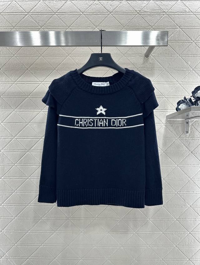 Dio*2025 New Arrival Round Neck Ruffled Five-Pointed Star Pullover Sweater Made