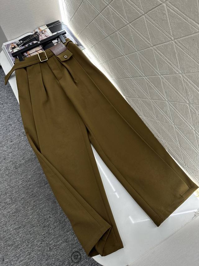 Loew*2025 New Arrival Belted Carrot Wide-Leg Pants Custom-made imported Yb mater