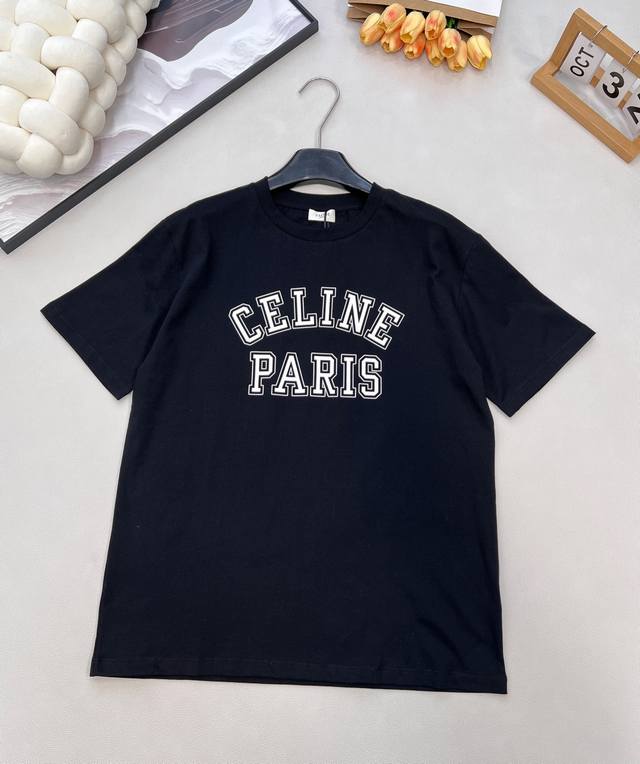 Celine New Letter Print Loose Casual Short-Sleeve T-Shirt, Custom Yb Original 10