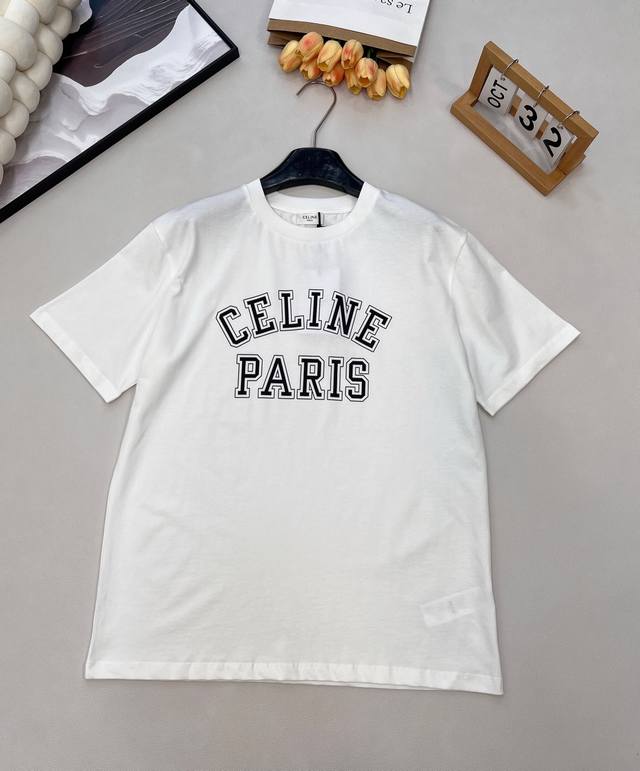 Celine New Letter Print Loose Casual Short-Sleeve T-Shirt, Custom Yb Original 10