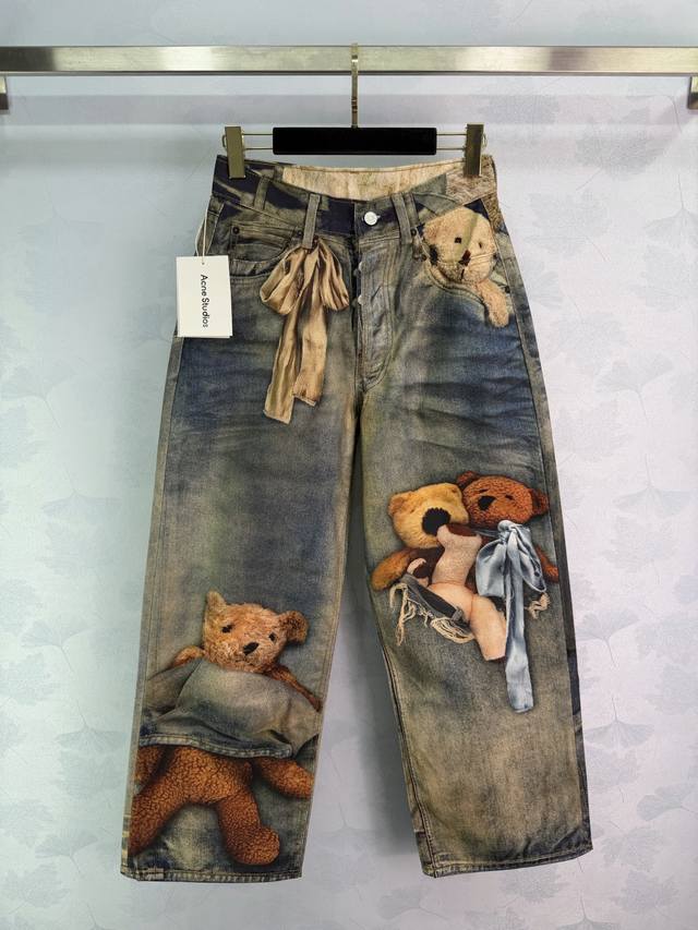 Ac*1981 series Teddy Bear jeans, made with imported Italian desized raw cow fabr