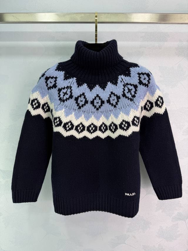 pr*25 Autumn/Winter New High-Neck Sweater features Fair Isle jacquard design, wi