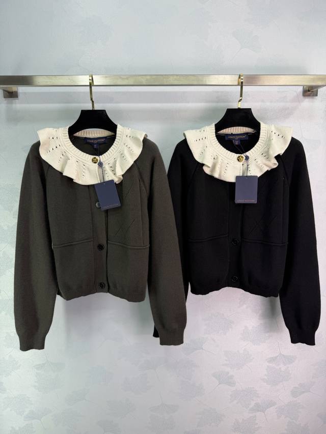 Lou*2025 Autumn/Winter New Lace Collar Knit Cardigan! Made with custom wool yarn