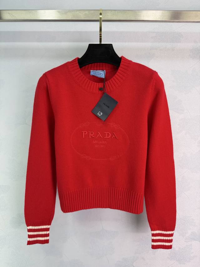 prad* 2025 Autumn/Winter New Logo Pullover Sweater! Crafted from custom wool yar