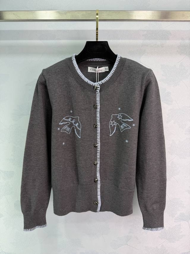 Dio* 2025 Autumn/Winter New Color-Blocked Round Neck Knit Long-Sleeve Cardigan!