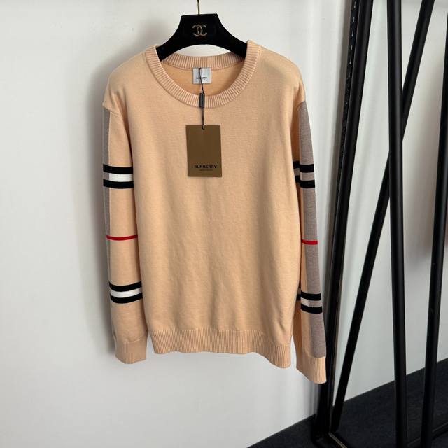 Style No. 20257817 Burberr* New Striped Color-Blocked Long-Sleeve Pullover Knit