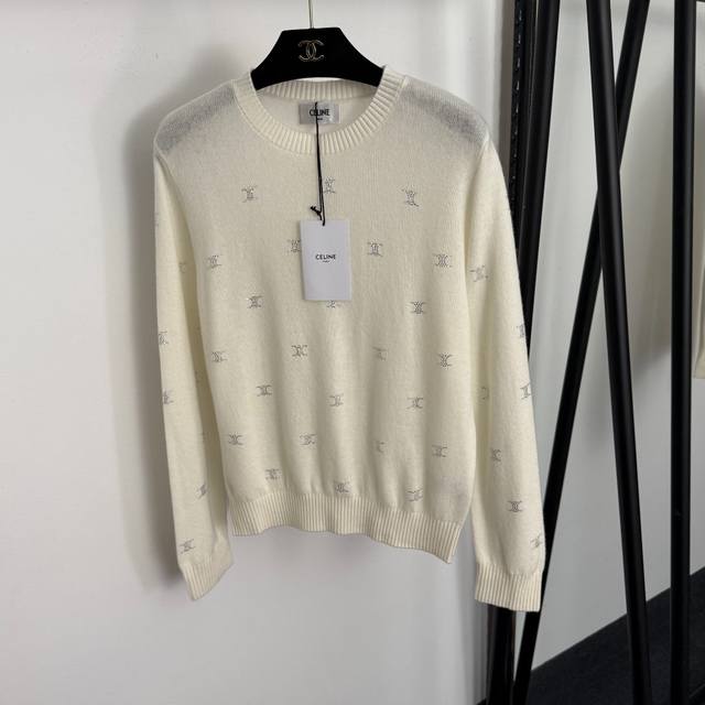 Style No. 20257837 Celin* New Logo Rhinestone Pullover Long-Sleeve Wool and Cas