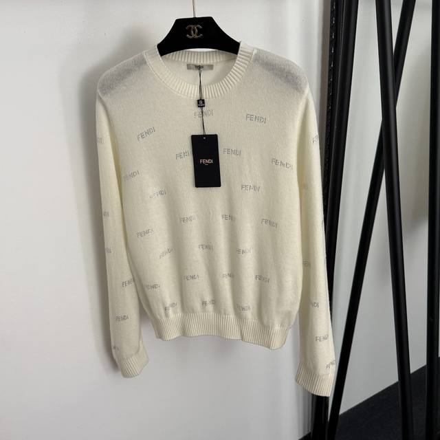 Style No. 20257838 Fend* New Rhinestone Logo Letter Pullover Long-Sleeve Wool a