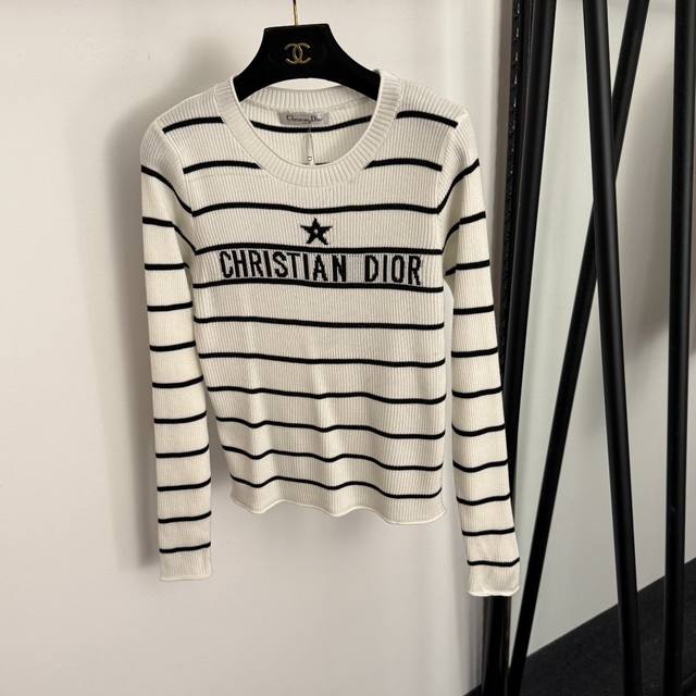Style No. 20257811 Dio* New Five-Pointed Star Logo Letter Striped Long-Sleeve K