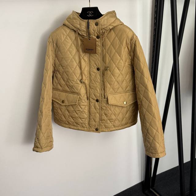 Style No. 20257695 Burberr* New Check Print Lined Custom Antique Bronze Button