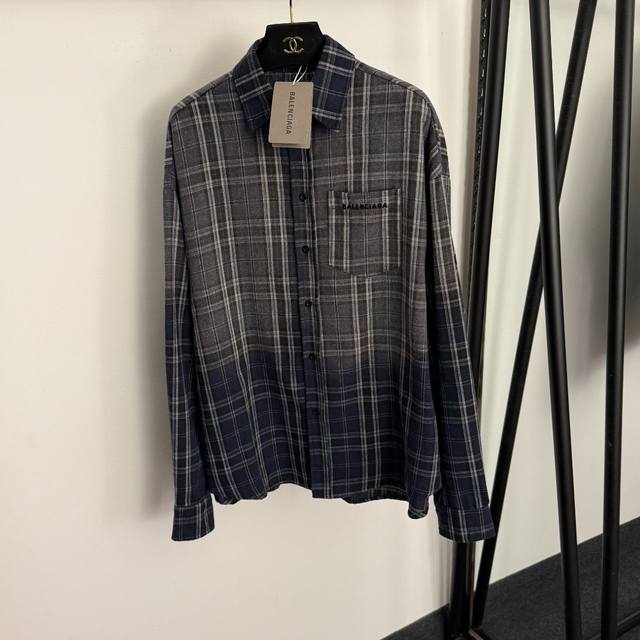 Style No. 20257687 Balenciag* New style gradient retro plaid long-sleeved shirt