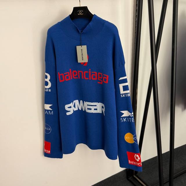 Style No. 20257683 Balenciag* New Color Block Logo Letter Badge Print High Neck