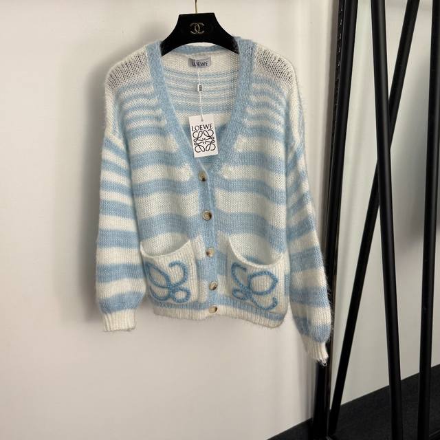 Style No. 20257682 Loew* New 3D Logo Embroidered Jacquard Color Block Striped V