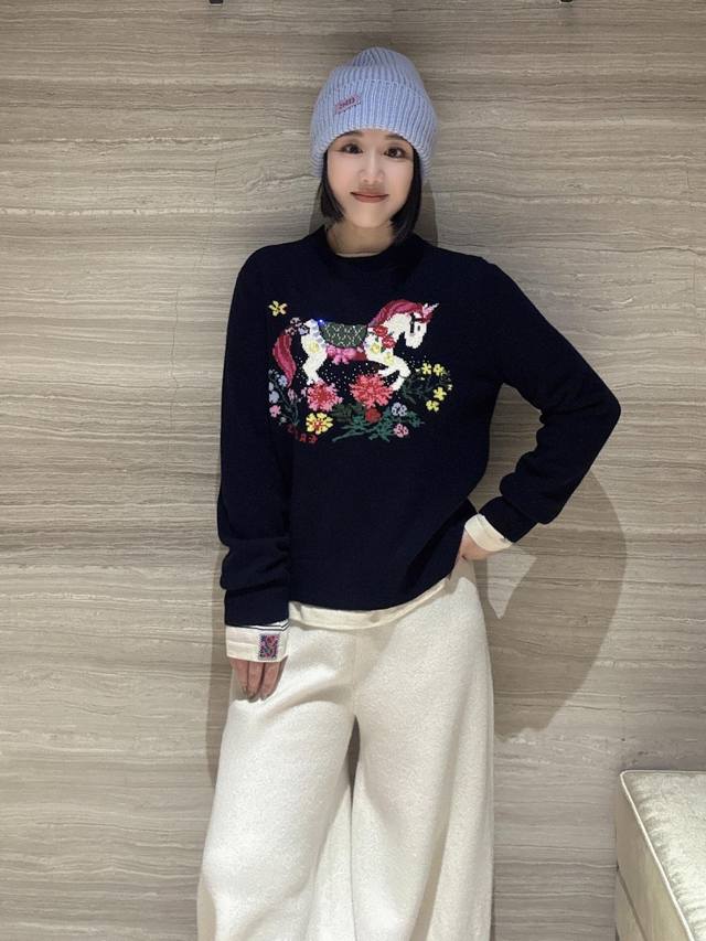 Erdos*25Fw Autumn/Winter New Year of the Horse Series Pony Pattern Pullover Long