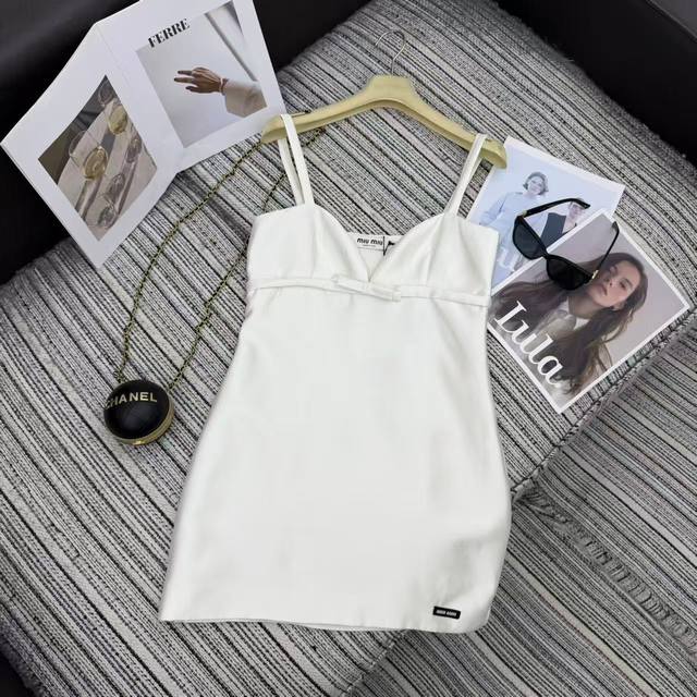 Highly recommend Miumi* 2026 Early Spring New Bow-Knot White Slip Dress | Exclu