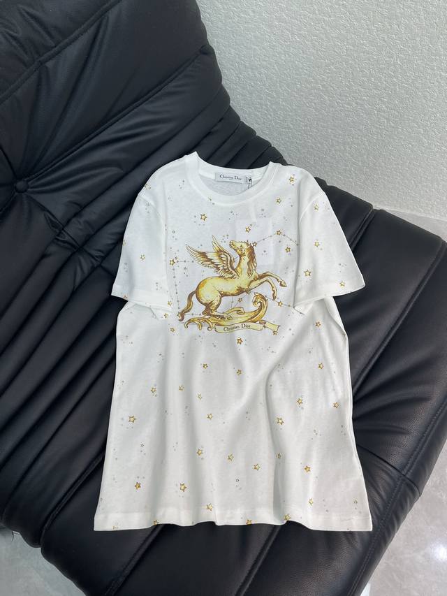 Dio*26 Early Spring New Pegasus Five-Pointed Star Print Short-Sleeve T-Shirt Exq