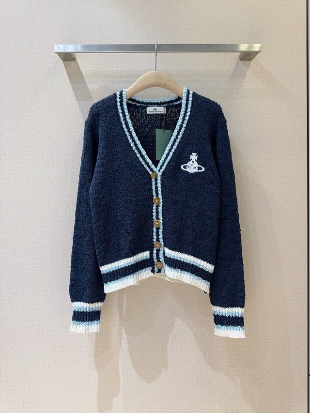Vivienne Westwood New Arrival Knit Cardigan. Features a V-neck design with strip