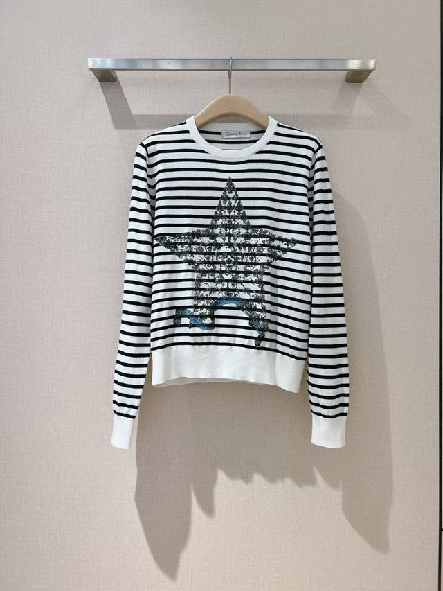 D Brand 2025 Early Spring Striped New Top Recommendation Round Neck Striped Prin