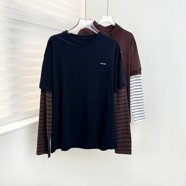 Long-sleeved Plain Knit T-shirt 25Ss Early Autumn New Arrival! Miu style signat