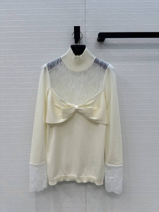Highly recommend Vale's new lace-trimmed bow knit sweater! Made with high-quali
