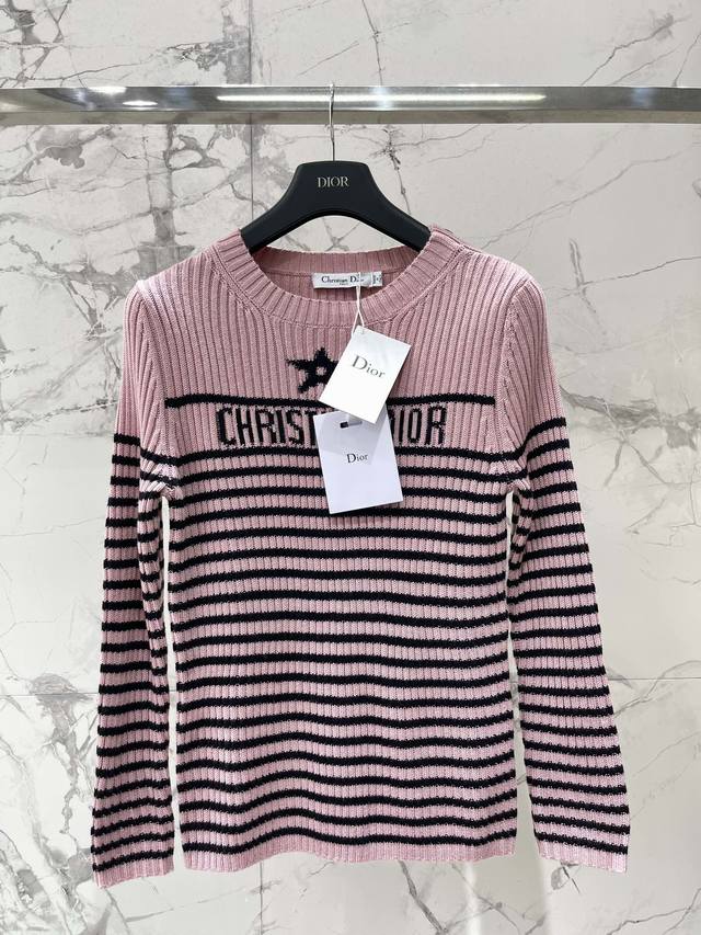 Dior Letter and Star Striped Knit Sweater A stylish and vibrant knit sweater! T