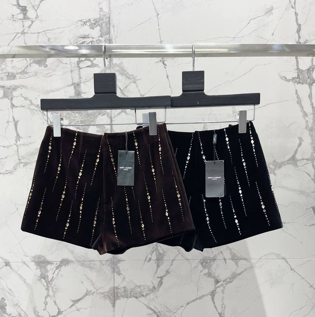 Saint Family New Heavy-Duty Rhinestone Velvet Shorts Who can resist shimmering a
