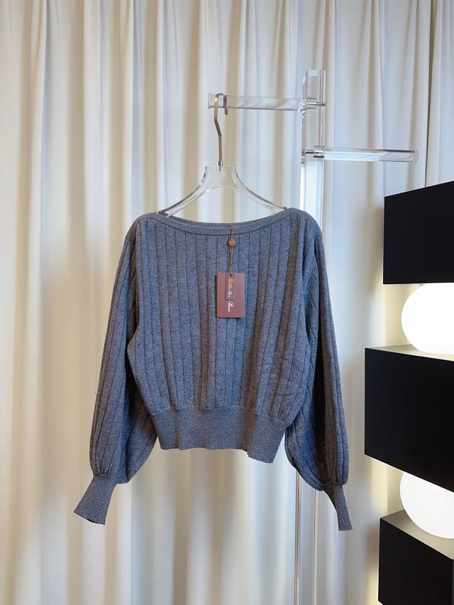 Lp*New Off-the-Shoulder Lantern Sleeve Cashmere Top, Custom-Made, Woven Cashmere