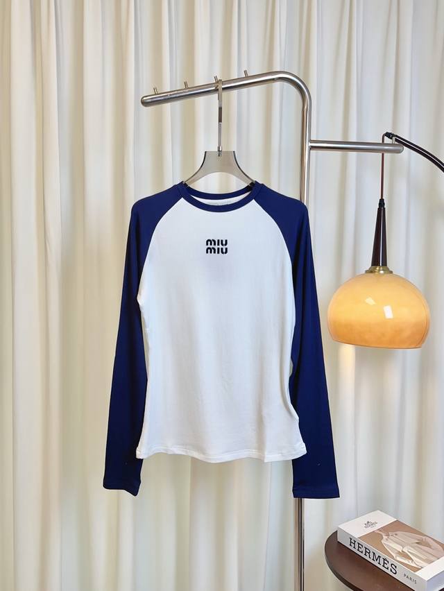 M** New Embroidered Logo Plugin Color-Blocked Long-Sleeve T-Shirt. Made with cus