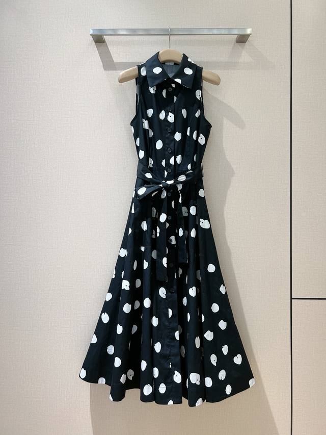 Cara*Ca*Ra*2025New~ This retro romantic polka dot print dress is made of pure co