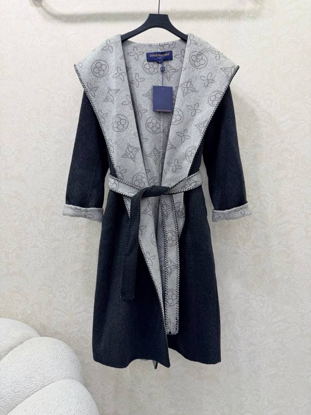 Louis Vuitt*N25 New Bathrobe High-end Cashmere Coat Brand Custom Fabric Double-s