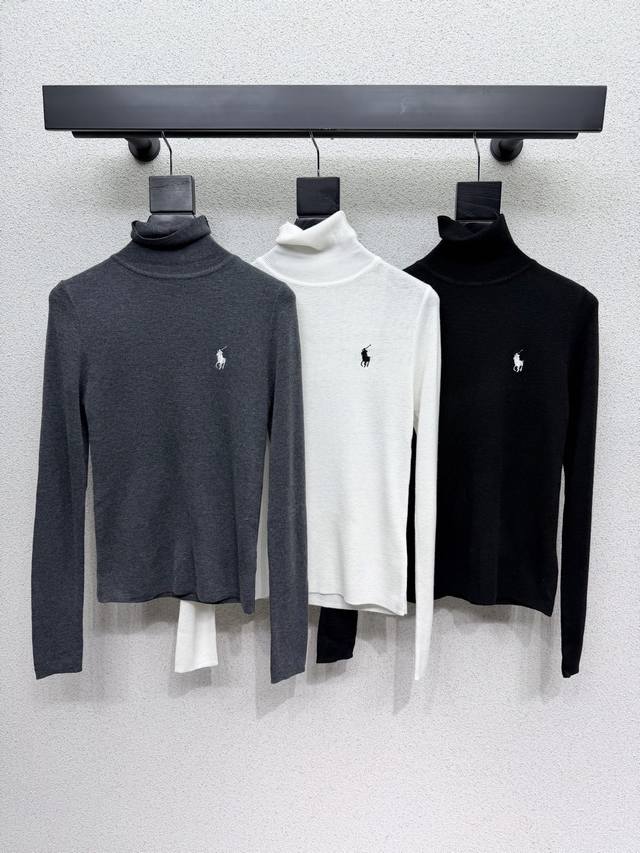 Polo embroidered knit wool base layer top. It looks great worn alone or layered