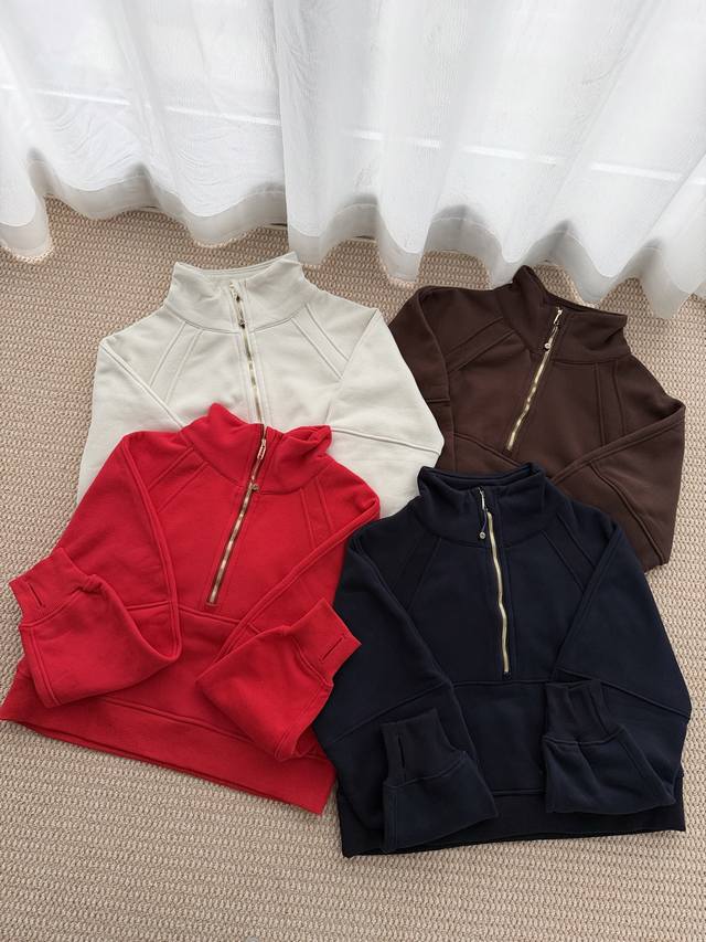 Scuba Half-Zip Stand Collar Sweatshirt Colors: Bone White Gold Label, White Labe